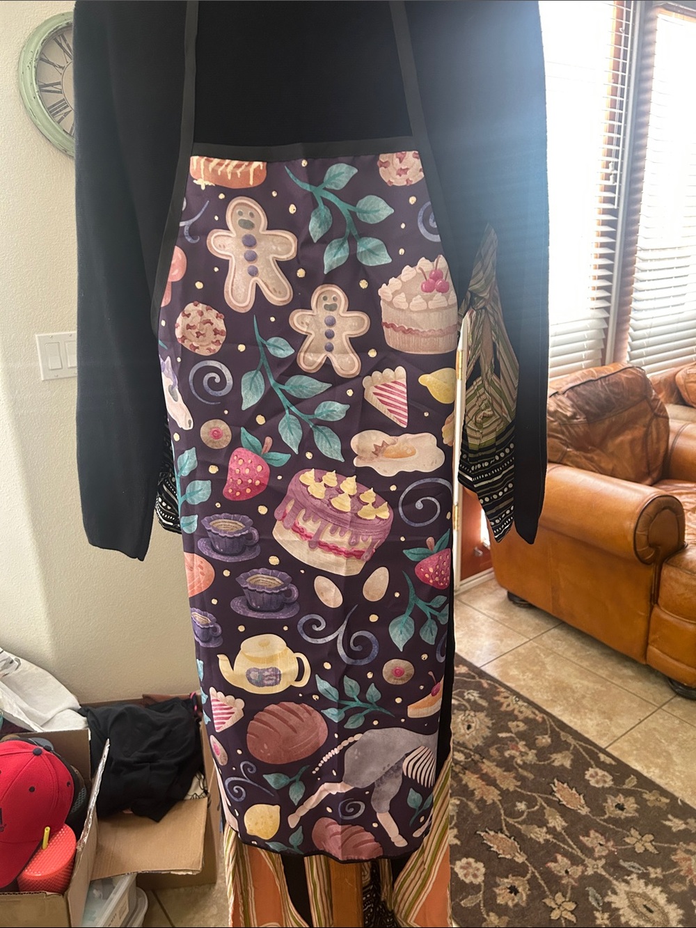 Dark Purple Baked Goods Print Apron